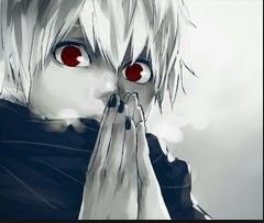 Half Ghoul Half human, white haired Ken, (+19) #Single . One-Eyed Ghoul (RinKaku)