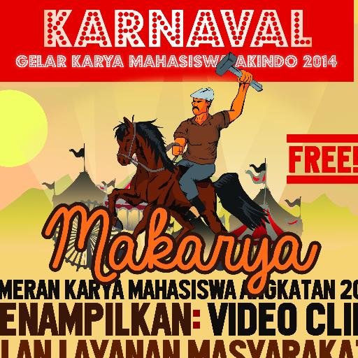 makarya_akindo's profile picture. Gelar Karya 'MAKARYA' Mahasiswa AKINDO Angkatan 2011 Jurusan Public Relation_Broadcasting Radio/TV_Film_Advertising || 06-07 Ooktober 2014 @AKINDO