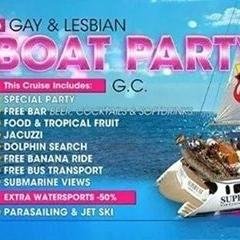 The Maspalomas Gay Pride, Gay and Lesbian Boat party Gran Canaria is on the  famous Supercat Boat once on board enjoy the 5 hour free Bar DJ's on board Jacuzzi.