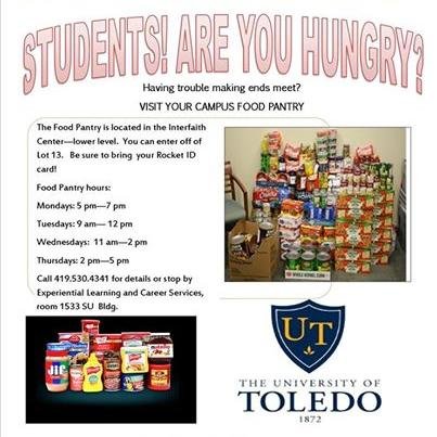 To ameliorate food insecurity experienced by students of the University of Toledo