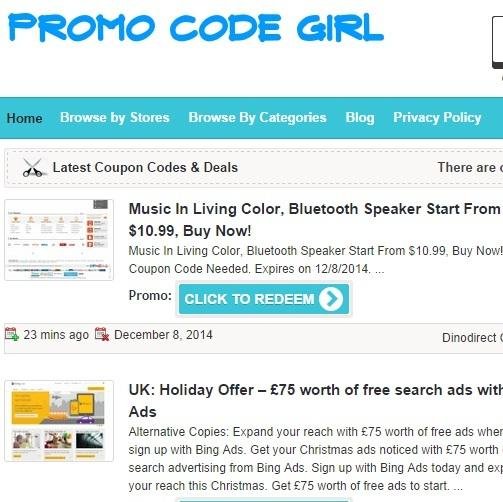 Promo Code Girl web having latest coupon codes, daily promo codes, online restaurant Promo Codes, daily online deals for apparel and many more for United State