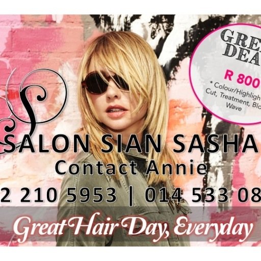 SalonSianSasha's profile picture. Upmarket and Oh So Stylish Hair Salon in Tuscany Centre, Cashan, Rustenburg. 
Great Hair Day, Everyday!