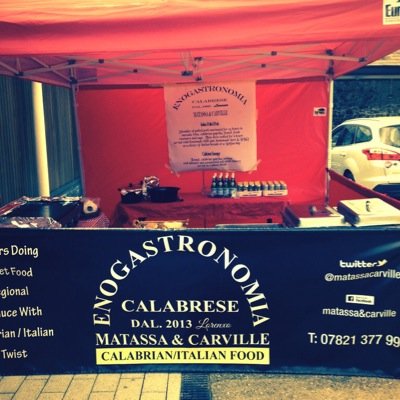 brothers doing street food regional produce with calabrian italian twist, mobile no 07821377990,facebook matassa&carville