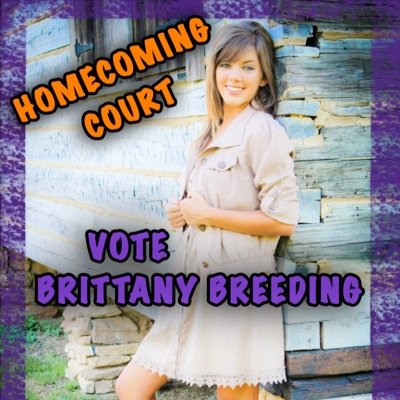 vote for brittany breeding for homecoming court on orgsync between today and the 15th!! she was nominated by tau beta sigma