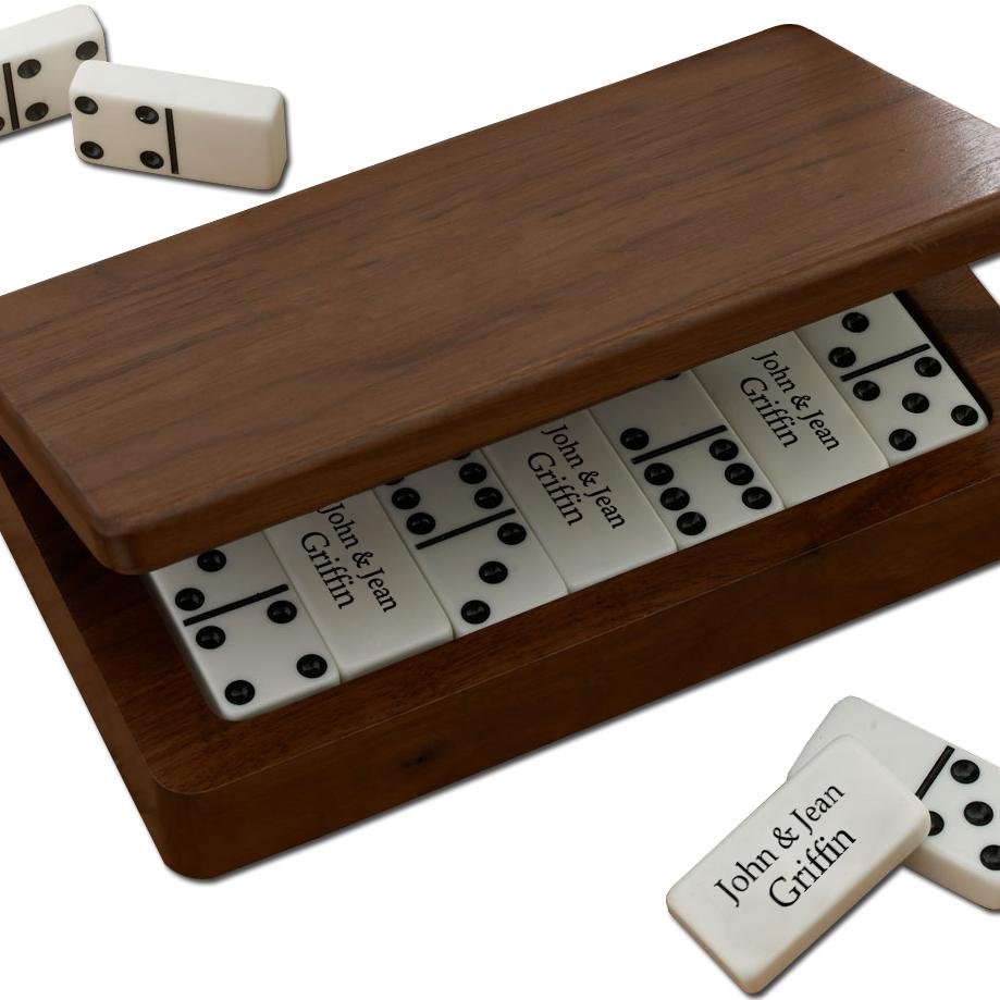The worlds finest personalized dominoes for family game night, an anniversary, holiday or corporate gift.