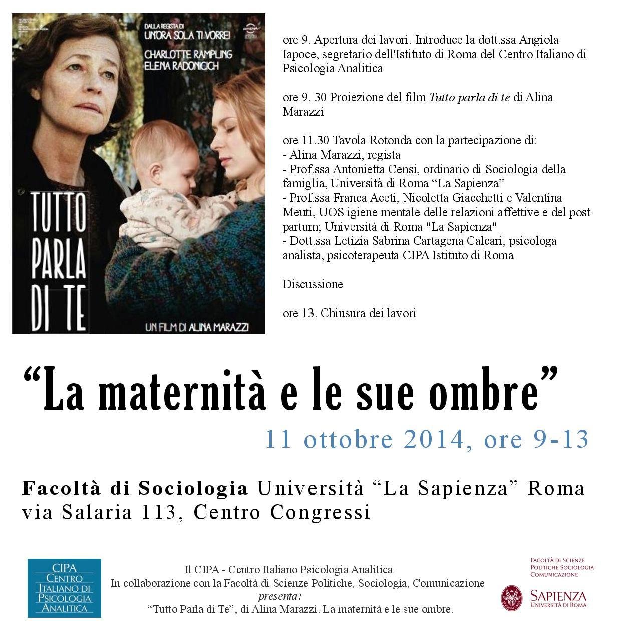 Riflessioni intorno alla depressione post partum. 11 ottobre, ore 9-13.  Università La Sapienza, Via Salaria 113. Materiale stampa: marta.esperti@gmail.