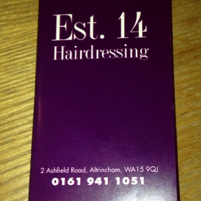 YCrompton's profile picture. Est.14 is a fabulous salon in Altincham, where you will be well looked after by the talented team. Indulge in the kevin Murphy products.