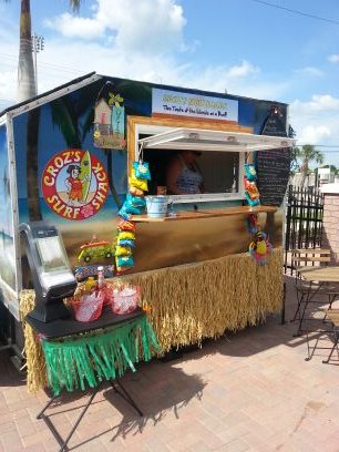 Croz's surfs shack is a  a gourmet food truck specializing in gourmet hot dogs Hawaiian sliders Hawaiian tacos and shave ice at some special events.