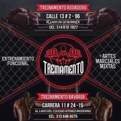 Centro de Entrenamiento Funcional y Artes Marciales Mixtas (MMA)
RODADERO• calle 13 # 2-96 (314 8151927)
BAVARIA• carrera 11 # 24-15 (313 6466075)