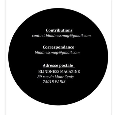 Compte officiel du webzine Blindness,dédié aux jeunes créateurs & jeunes talents.Vous avez un projet artistique à défendre,contactez nous blindnessmag@gmail.com