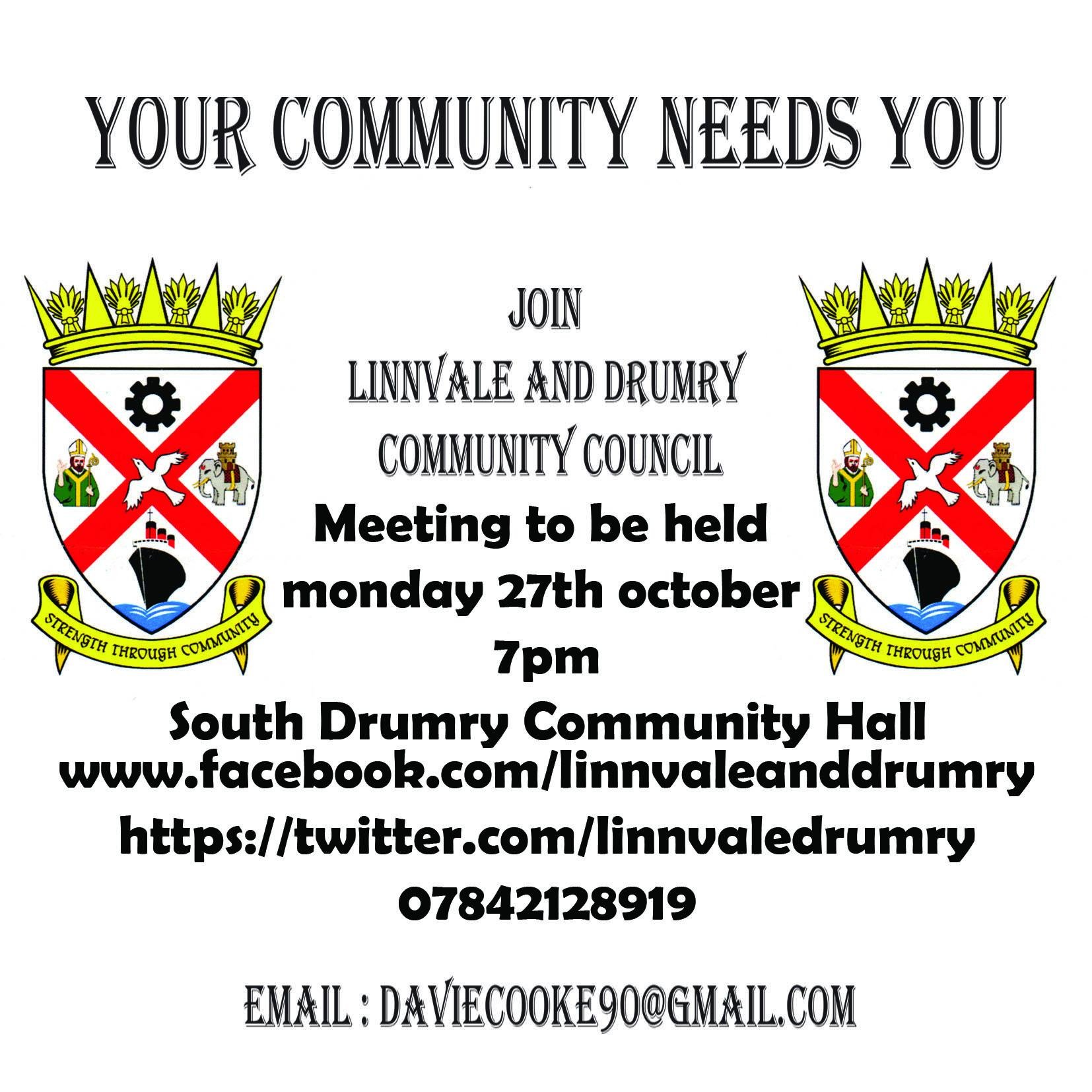 Linnvale and Drumry community council's goal is to act as a voice for the area and the people in it. For more info contact us