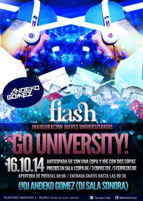 RRRP del FLASH. Todos los jueves fiesta universitaria. Para entrar por lista o entradas anticipadas: 656766987-695092751