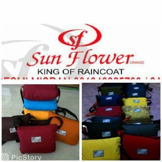 Jas hujan Sunflower berkualitas & praktis bisa dilipat menjadi tas kecil, disimpan di dalam jok | info silahkan tlp / WhatsApp 085697441972