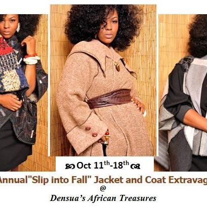 Densua's African Treasures: Art, Culture, Fashion and much more. Bringing Africa & style to Atlanta for 23+ years--Greenbriar Mall, 2nd floor of Macy's.