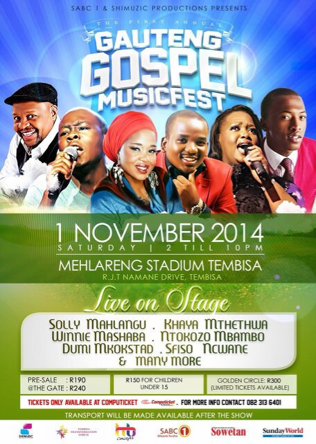 A Gauteng Province flagship Gospel Event. Join us for a day event of praise and worship, bring the whole family for a great Gospel event :) 1 November 2014