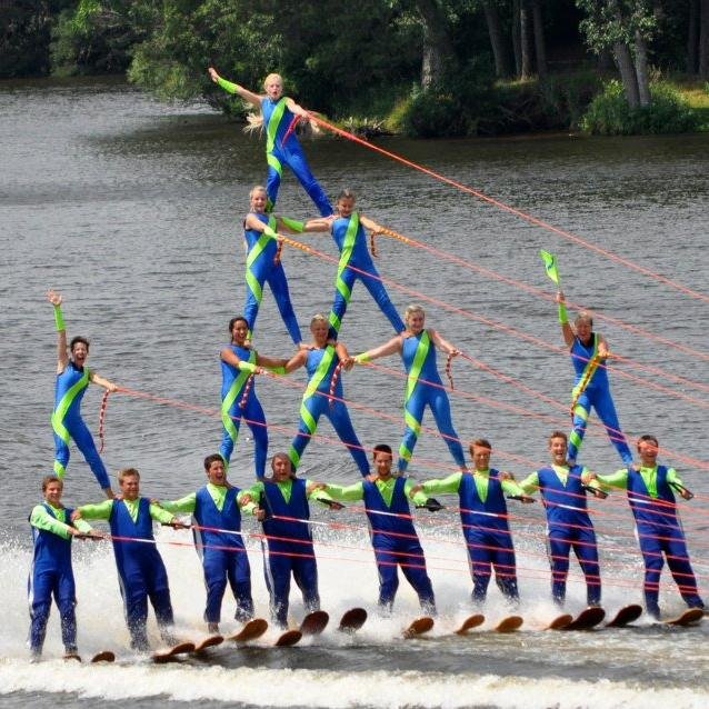 Minneiska Water Ski Show Team is based in Whitewater, WI with FREE water ski shows every Saturday night at Scenic Ridge Campground on beautiful Whitewater Lake.