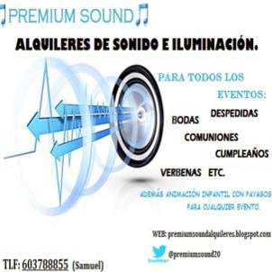 premiumsound20's profile picture. Alquileres de sonido e iluminación profesional para cualquier tipo de evento: bodas, cumpleaños, comuniones, despedidas, verbenas... Contacto: 603788855(Samuel)