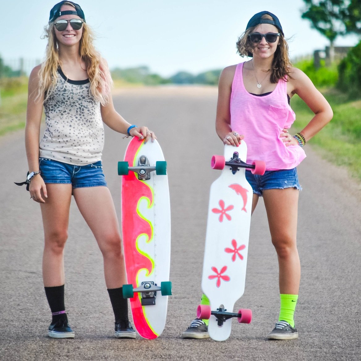 Unique longboards with tropical surf designs and Paris trucks made in TEXAS!