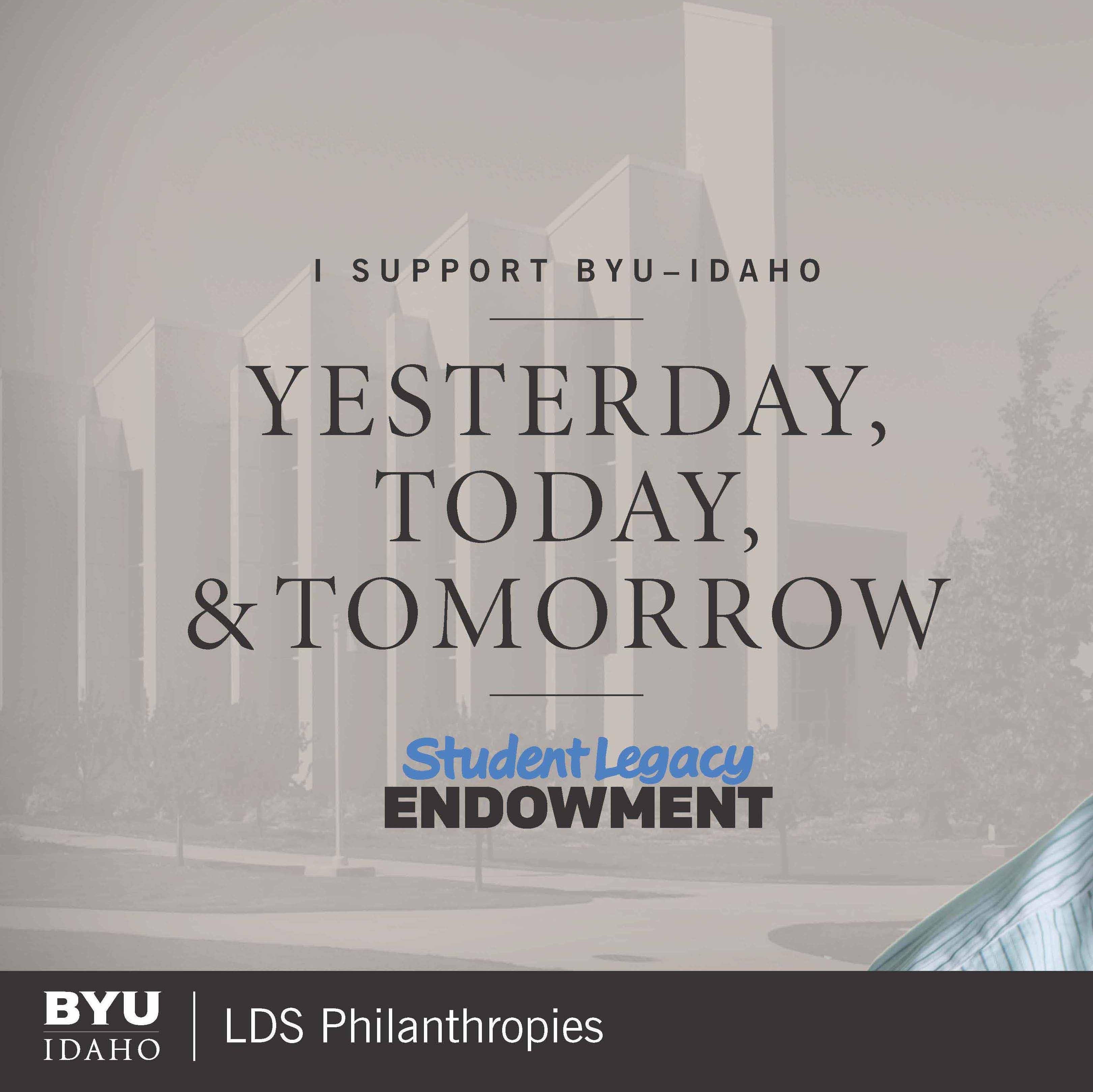 BYUIdaho_SLE's profile picture. The Student Legacy Endowment (SLE) is an emergency fund set up to assist BYU-Idaho students who come into financial distress. http://t.co/i5yO2SH1Uu