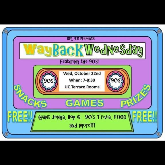 WaybackCMU's profile picture. How well do you remember the 90’s? Throw yourself back in to your childhood and relive the past for a night. Wednesday, October 22nd, 7-8:30 PM
