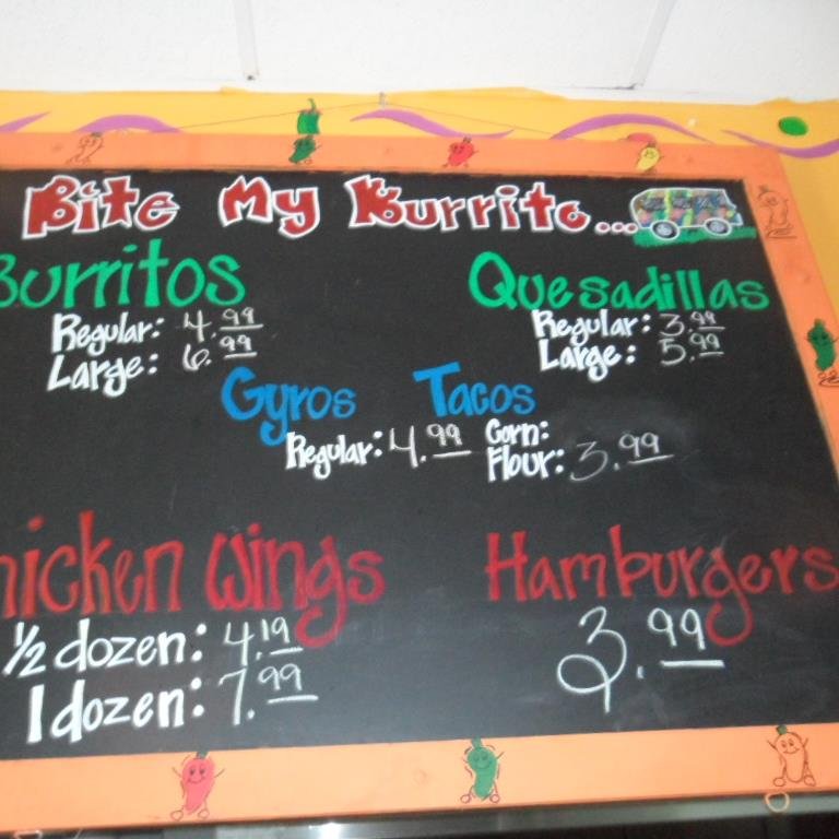 Coconuts: Bite My Burrito serves the Cotton District in Starkville, MS. Burgers, Burritos/Wraps, Quesadillas, Tacos, Gyros, Wings! To-Go Orders 662-323-7769