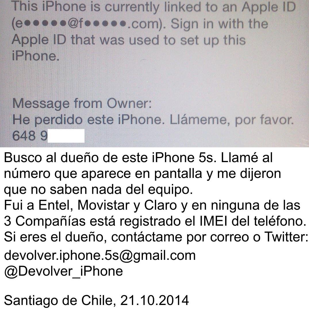 Quiero entregar este iPhone a su dueño. Pueden ayudarme difundiendo la imagen. Gracias!