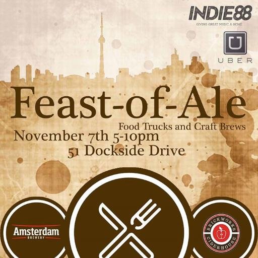 Toronto foodtruck tasting featuring Amsterdam Craft Brewery. Happening on November 7th @ 51 Dockside Drive. All proceeds going towards Cystic Fibrosis Canada.