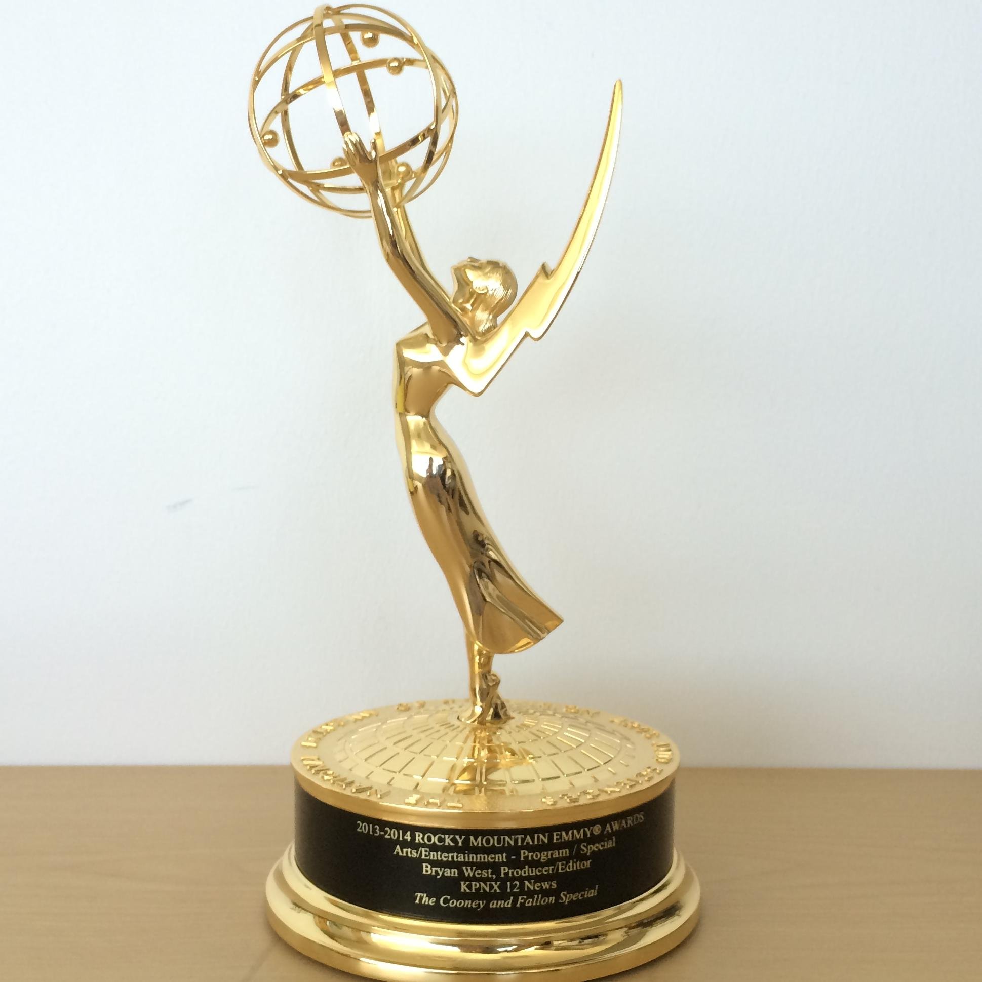 Hi! Yep, that's me! I'm @bryanwestTV's first Emmy! Follow me around! It's going to be a fun day!