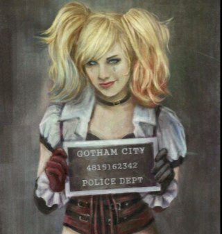 I'm Harley Quinn :-) oops time to go now my pudinn is calling me ..toodles.  Oh yeah please follow