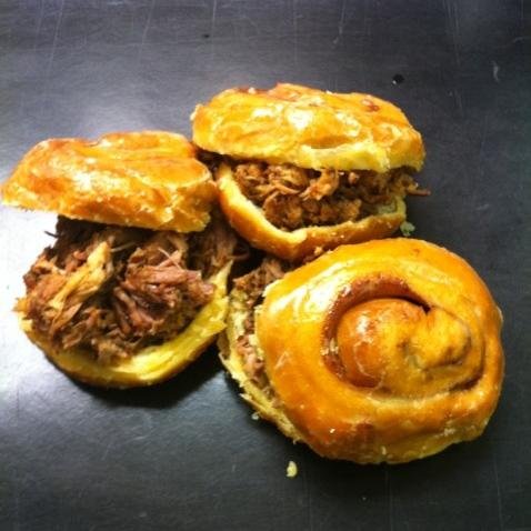 yummiesdonuts's profile picture. Scratch made Donuts Daily. Apple Fritters are our speciality. Try a Sticky Pig, Pulled Pork BBQ Sandwich on a Glazed Cinnamon Bun. BBQ on Saturday's only.