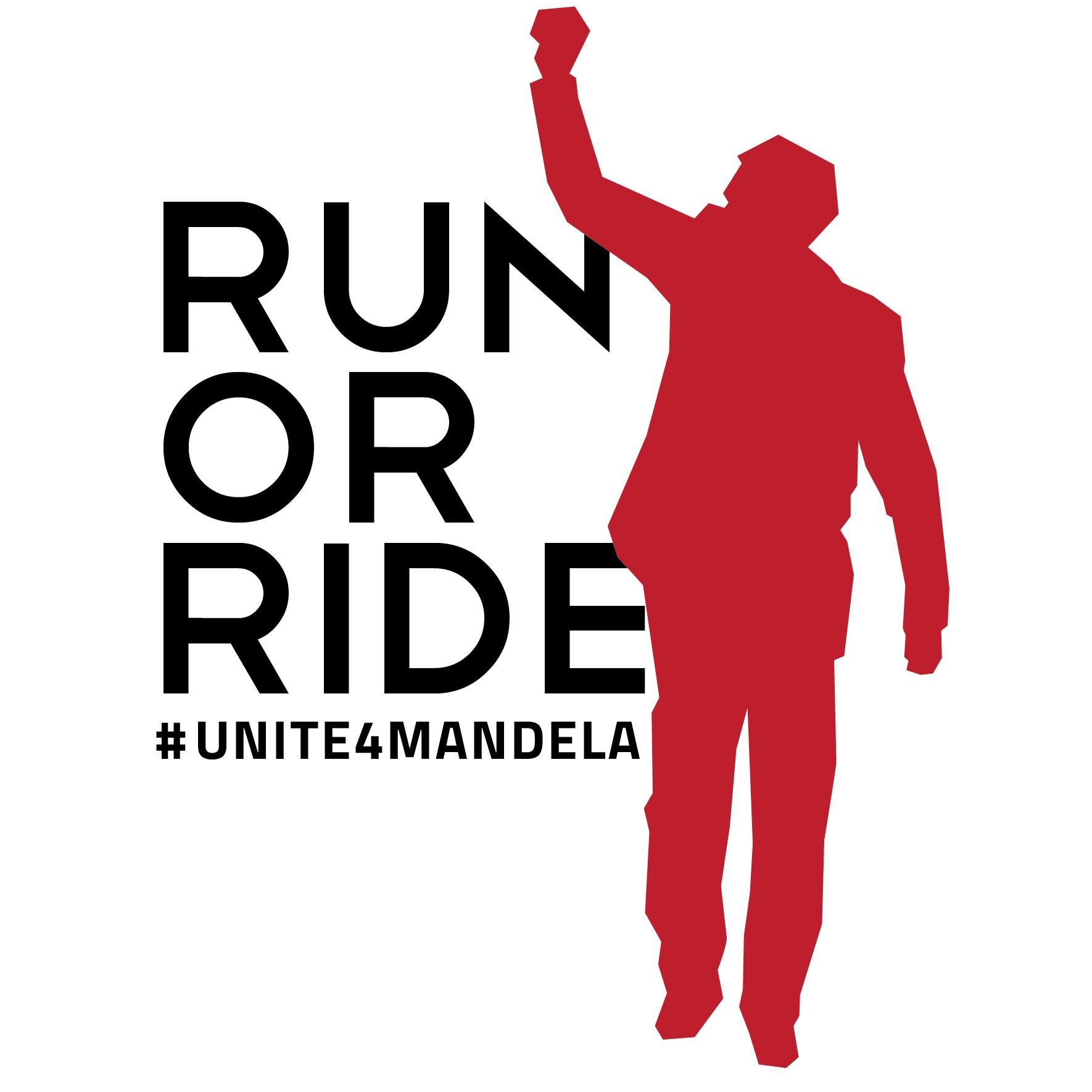 Together we will cycle 67 kilometers, run 27 kilometers, run or walk 9.4 kilometers or walk 5 kilometers for Madiba #unite4mandela