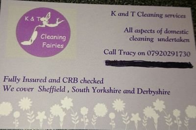 All aspects of domestic cleaning undertaken. We are fully insured and Crb checked. We cover Sheffield, South Yorkshire, Derbyshire ,Sutton in ashfield ,Kirby in