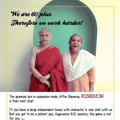 grannys_inn's profile picture. We are 2 grannies - Asha & Aruna running this homestay. It's clean, comfortable & safe! We love meeting new people. Our kids in Gurgaon run cinnamonstays.in