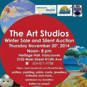 You are warmly invited to
The 17th Annual Art Studios Winter Sale & Silent Auction  Great Items. Great Prices. Great Event.
Thur, November 20th, 2014, 12-8pm