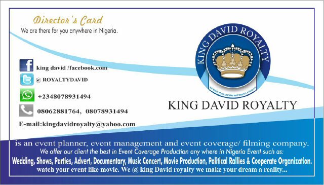 All type of EVENTS, WEDDINGS, SHOWS, Planning & Management & Events Filming . Consult KDR Company, call us @+2348062881764 or +2348078931494.