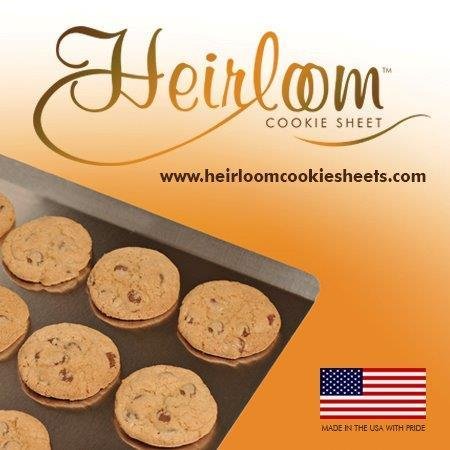 Heirloom Cookie Sheets are 100% high quality stainless steel.  They are long lasting, won't warp or rust and are virtually non-stick!