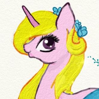 Sister of @mlp_anya , a light pink unicorn with a gold mane and a knack for designing and hosting fashion shows across Equestria! Married to @mlp_Sunbrewster