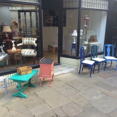 Vintage furniture shop offering upholstery and interiors with an in-shop coffee bar.