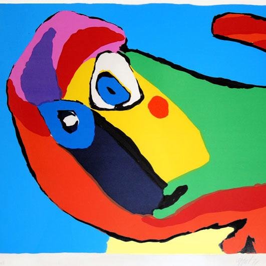 #KarelAppel Dutch painter, sculptor, and poet. One of the founders of the avant-garde movement CoBrA in 1948.