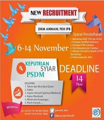 Official Twitter for DKM An-Nahl Bogor Agricultural University. #inspire-VetMuslim. Bismillah..