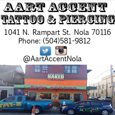 Aart Accent Tattoo & Body Piercing 1041 N. Rampart St. New Orleans,LA 70116 | Phone: 504.581.9812 #AartAccentNola #Tattoo #NolaTattoo #Piercing #BodyPiercing
