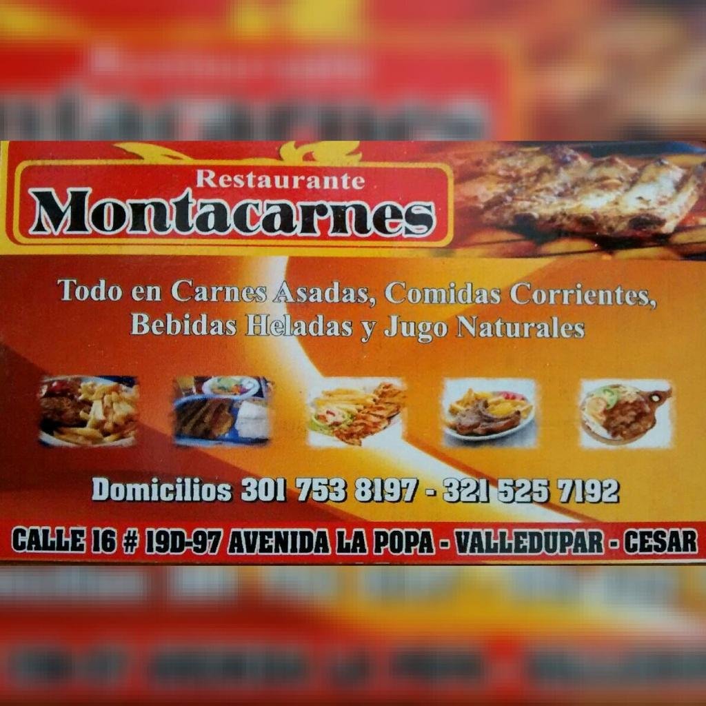 MontaCarnes's profile picture. Ubicados en Valledupar, Calle 16 #19D - 97 Av. La Popa. Todo en Carnes Asadas, Comida Corrientes, Bebidas y Jugos Naturales. Domicilios: 3017538197.