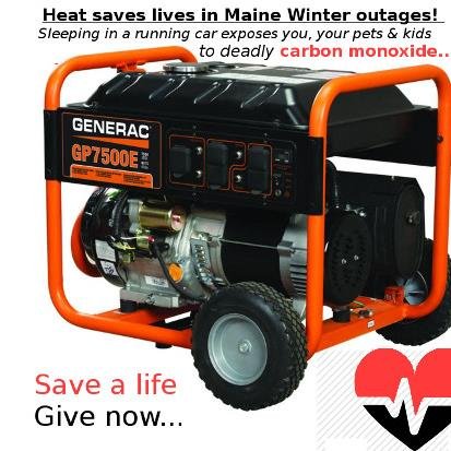 GeneratorsMaine's profile picture. Raising funds to buy Mainers generators so they don't sleep in their cars during power outages, risking death by carbon monoxide poisoning.