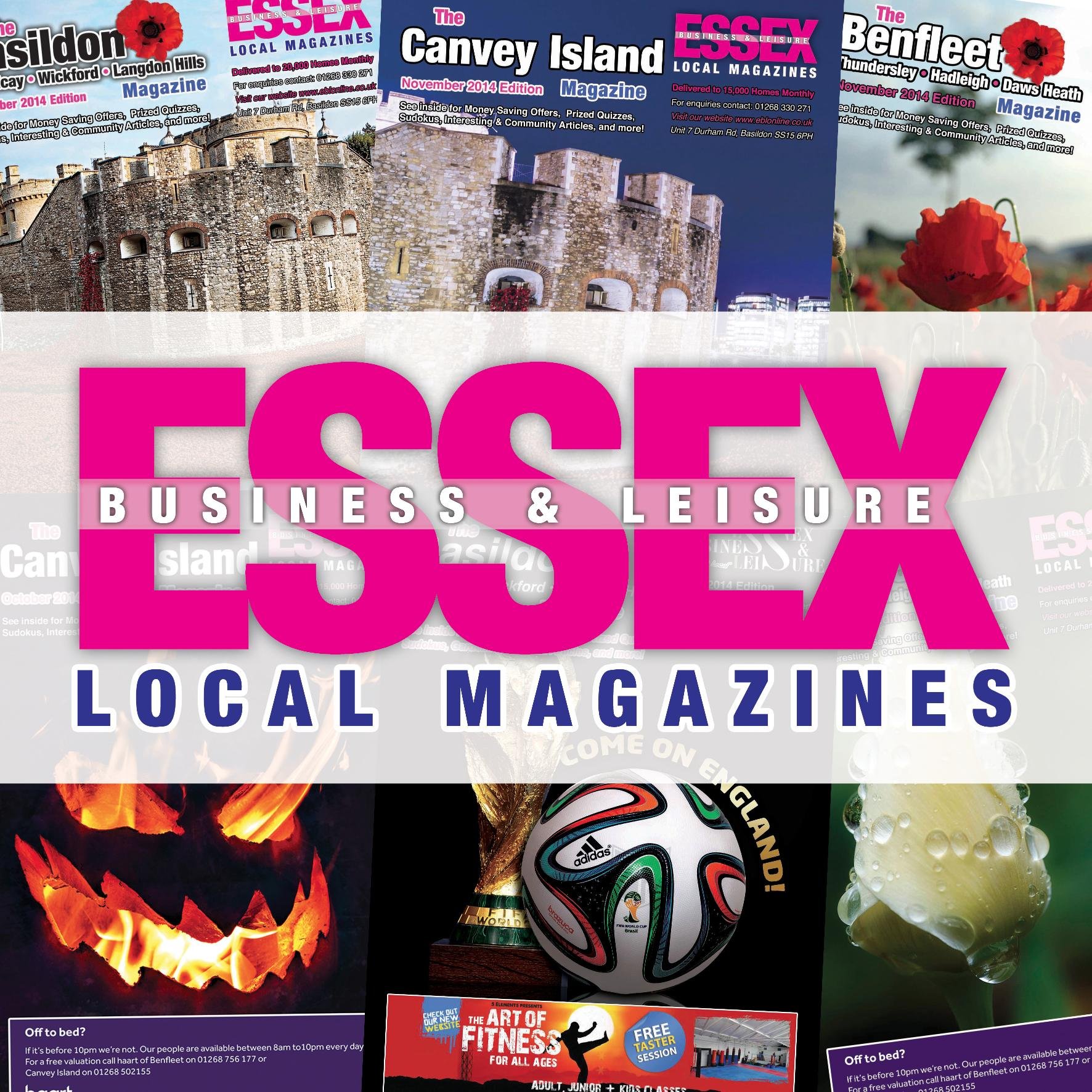 We publish 3 A5 Glossy Community Magazines delivered monthly to 55,000 homes throughout Basildon,Benfleet & Canvey Island. Adverts start from £50 per edition.