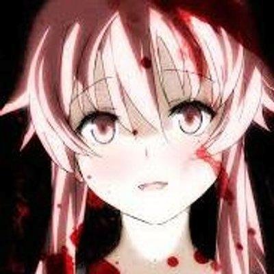 Gasai Yuno. La segunda. Asesina, psicópata. ¿Qué más se puede pedir? Acosando 23 horas al día. La otra la uso para hablar con los cadáveres de mis padres.
