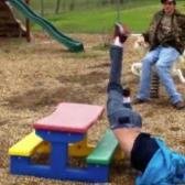 Falls down a lot