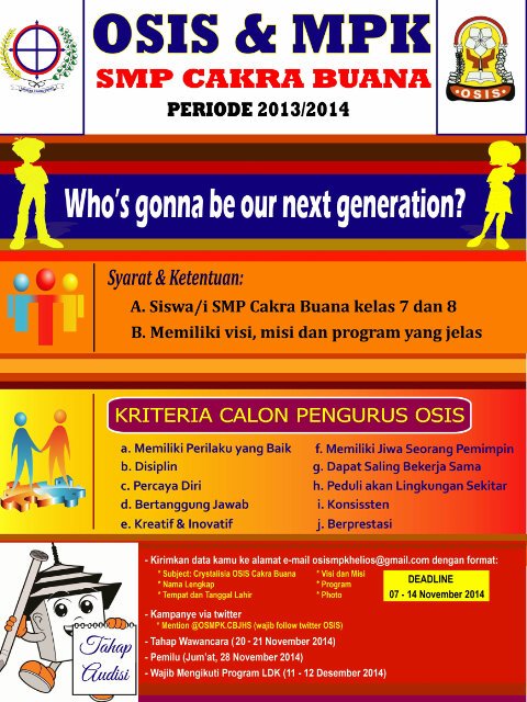 OSISSEKBID-MPK SMP Cakra Buana 2013-2014 | Check Our Favourite