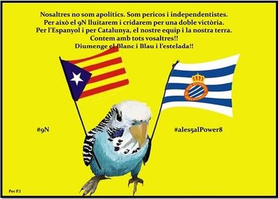 Independentista i perico.
Soci RCDE número 81 .
Fundador RCDE Femení als anys 70.
Bloquejo fatxes.