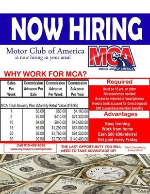 Independent Sales Associate for MCA Motor Club of America. A man who is trying to do better for self and family.