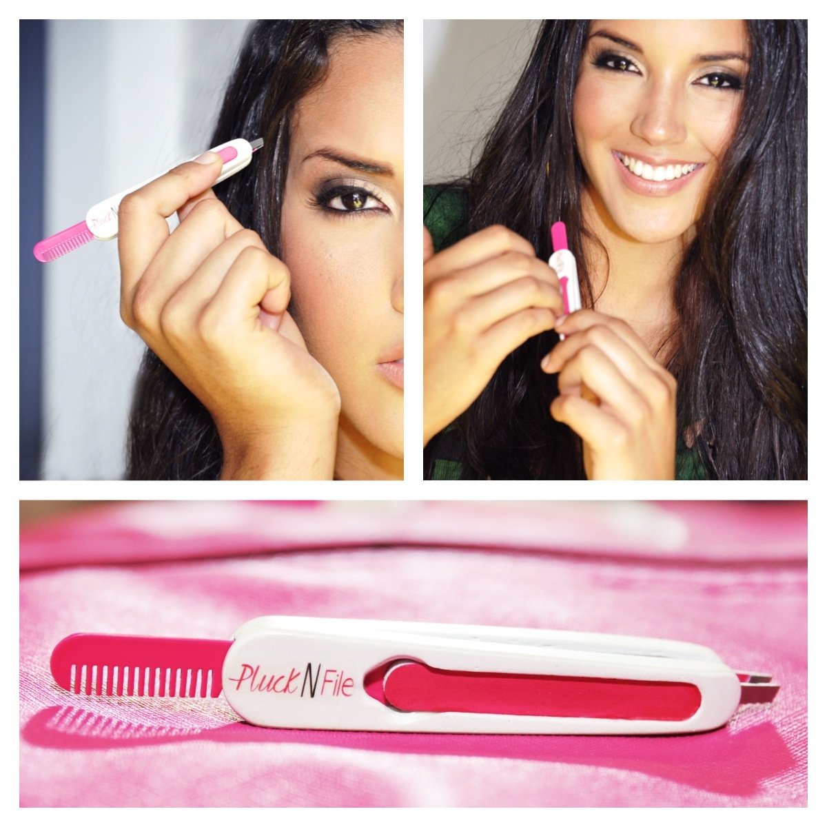 Patented all-in-one #tweezer, an #eyebrow comb, replaceable #nail file, and nail buffer. Four items in one sleek, stylish & convenient tool. #beauty #madeinUSA